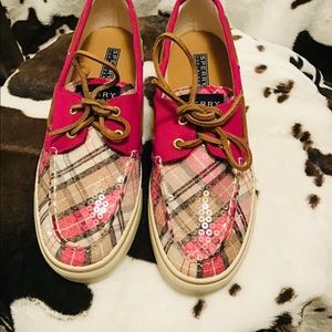 New Sperry Mauve & Plaid Topsiders